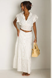 Ensemble deux pièces blanc à broderie anglaise