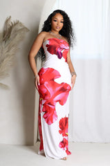 Robe longue tube imprimée à fleurs Roja