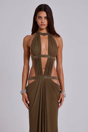 Robe maxi découpée 6AM couleur mousse