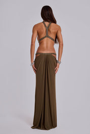 Robe maxi découpée 6AM couleur mousse