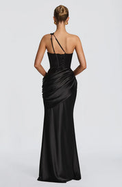 Robe longue Emina - Rouge foncé & Noire