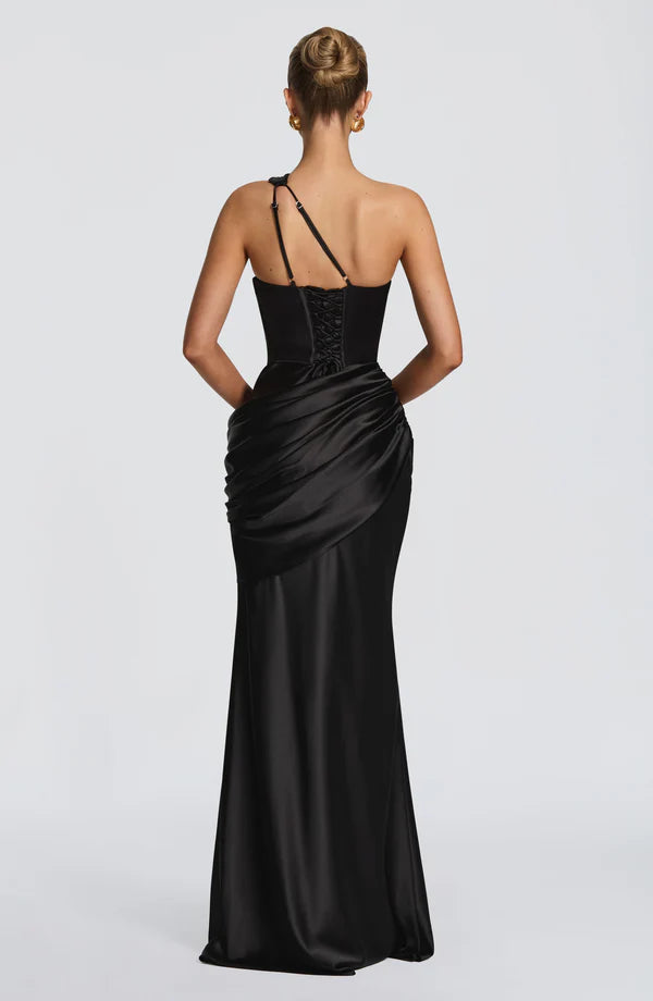 Robe longue Emina - Rouge foncé & Noire