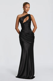 Robe longue Emina - Rouge foncé & Noire