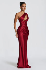 Robe longue Emina - Rouge foncé & Noire