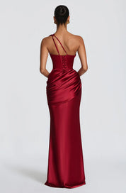 Robe longue Emina - Rouge foncé & Noire