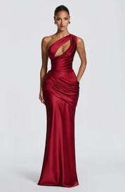 Robe longue Emina - Rouge foncé & Noire