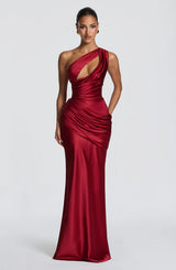 Robe longue Emina - Rouge foncé & Noire
