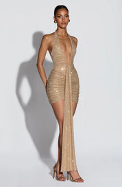 Robe courte Rosetta - Paillettes dorées